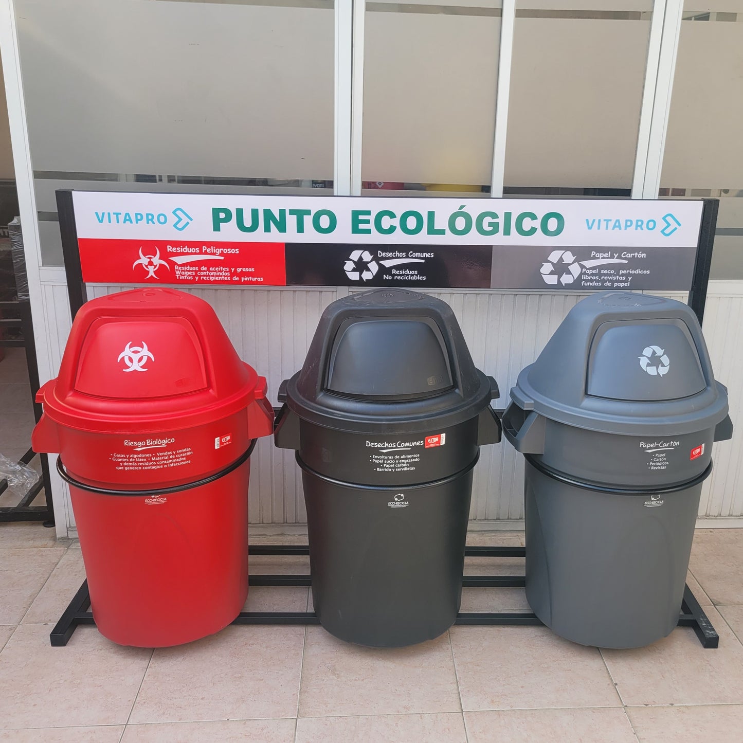 Punto Ecológico de 121 Litros Tres Tachos