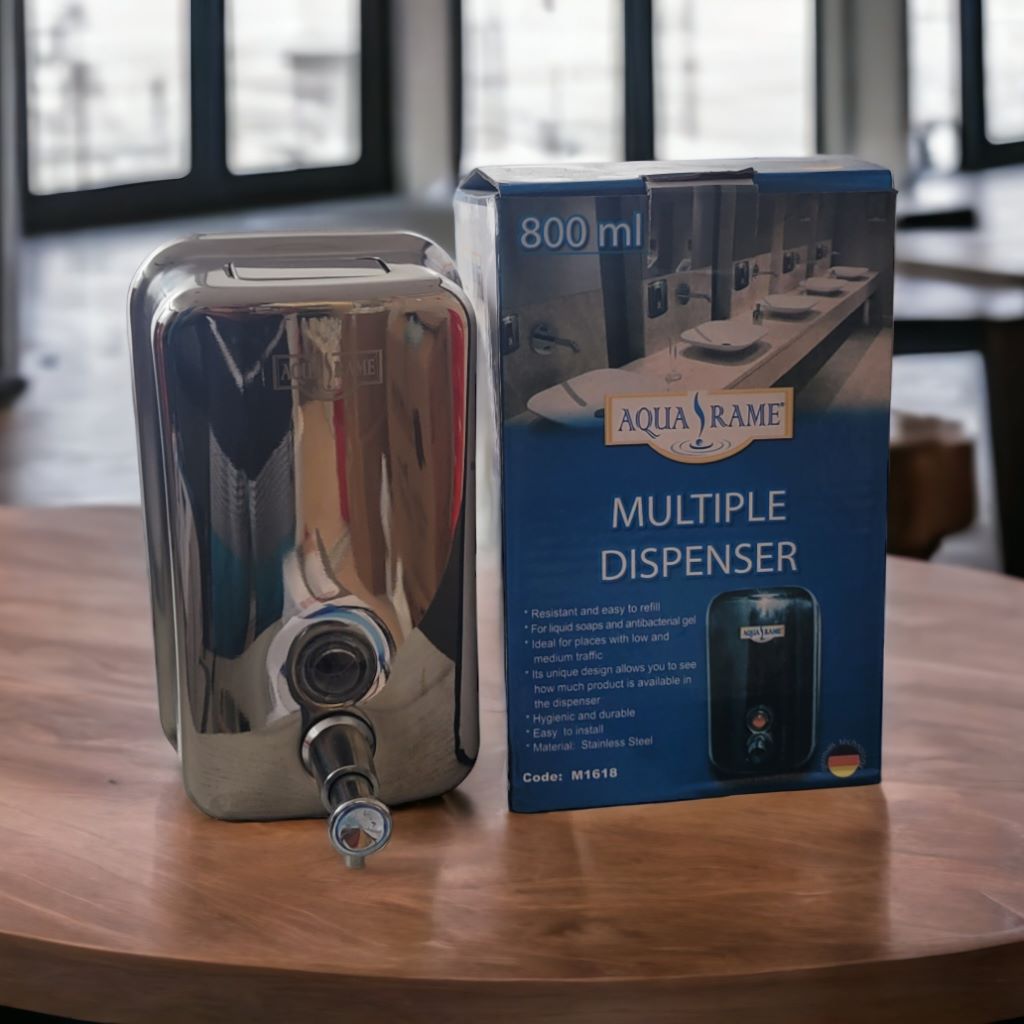 Dispensador de 800 ml acero inoxidable multiusos.