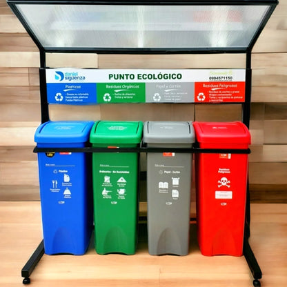 Punto Ecológico, Estación de reciclaje de 53 litros, cuatro tachos.