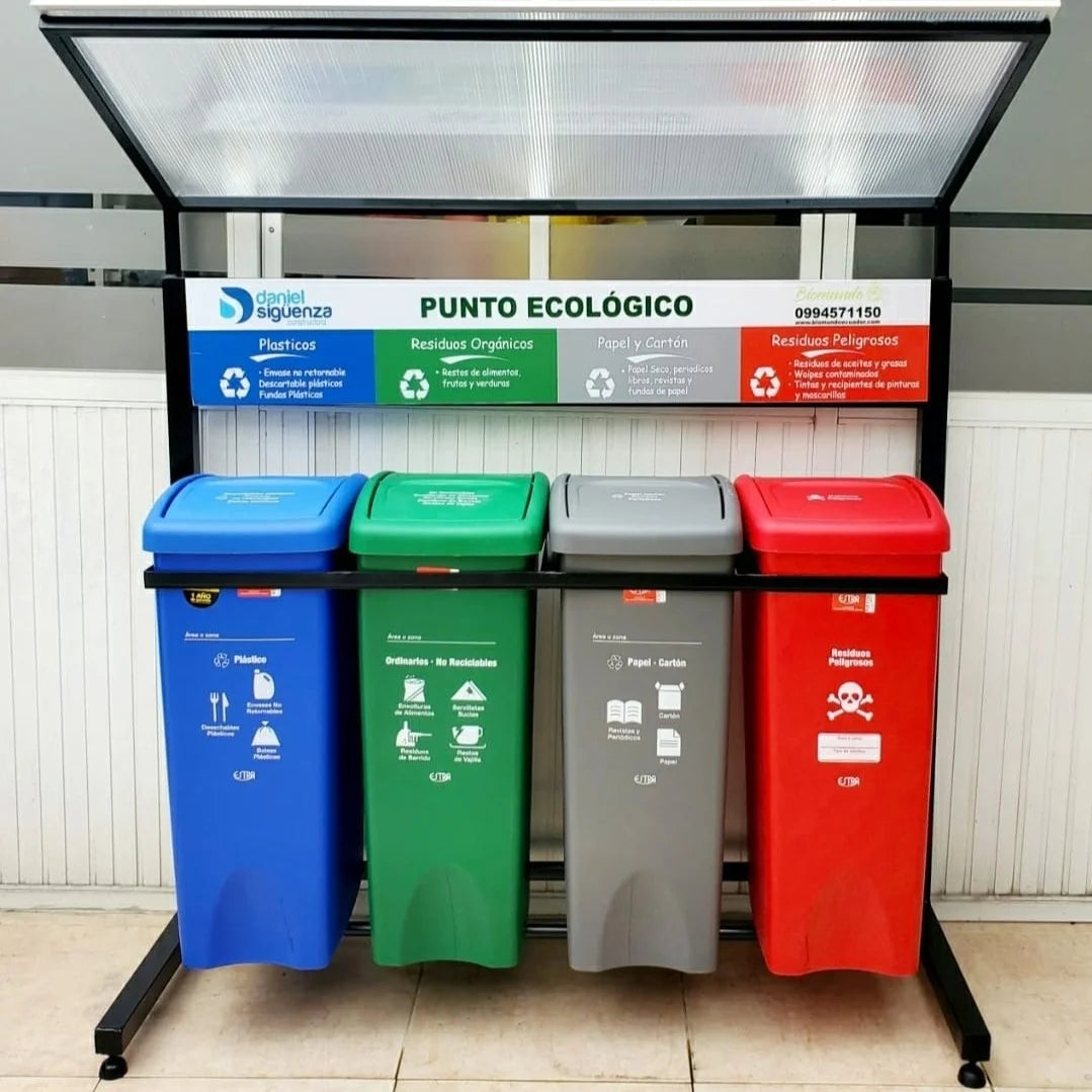 Punto Ecológico, Estación de reciclaje de 53 litros, cuatro tachos.