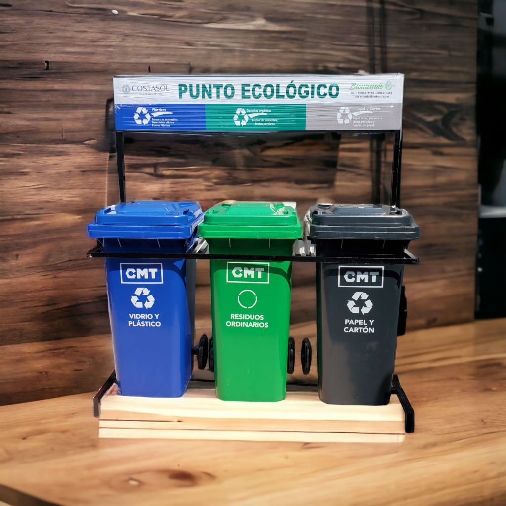 Punto Ecológico, Estación de reciclaje de 120 litros, tres tachos.