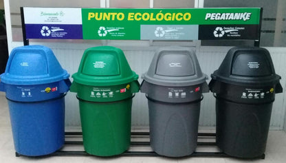 Punto Ecológico, Estación de reciclaje de 121 litros, cuatro tachos.