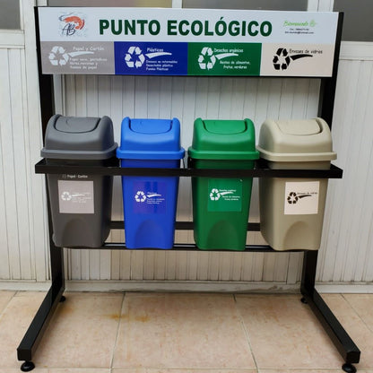 Punto Ecológico, Estación de reciclaje, de 10 litros, cuatro tachos.