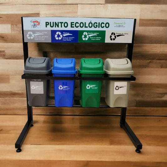 Punto Ecológico, Estación de reciclaje, de 10 litros, cuatro tachos.