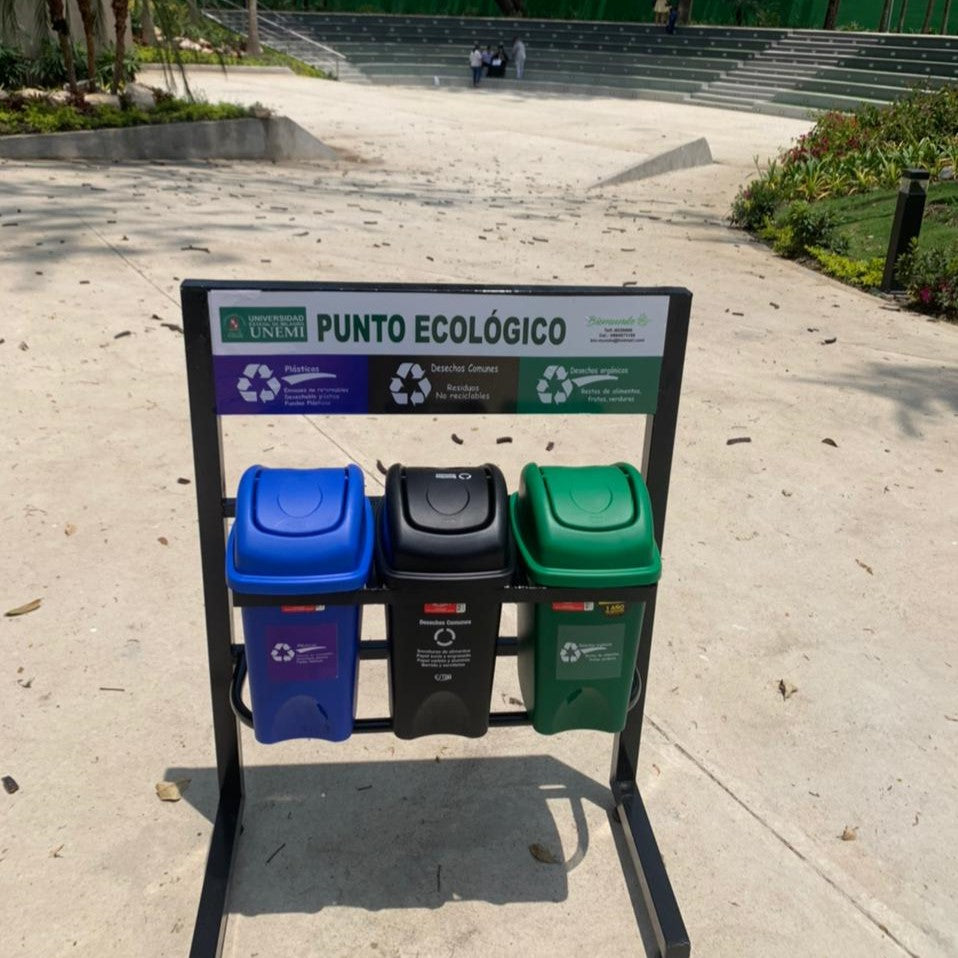 Punto Ecológico, Estación de reciclaje, de 10 litros, tres tachos.
