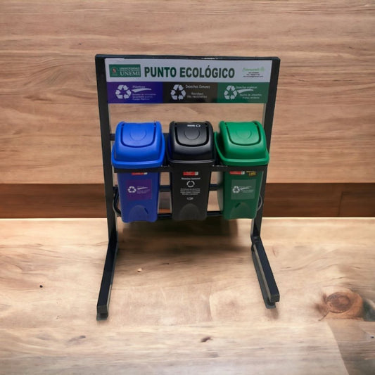 Punto Ecológico, Estación de reciclaje, de 10 litros, tres tachos.